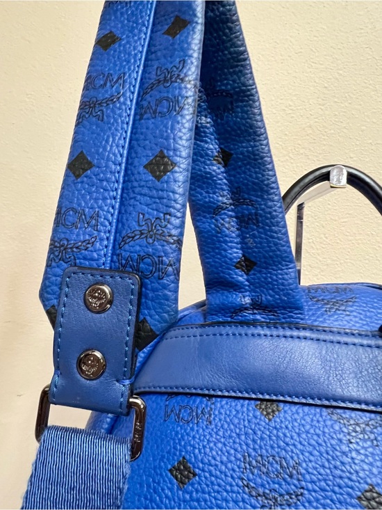 MCM Stark Blue Logo Studded Leather Backpack main image 14